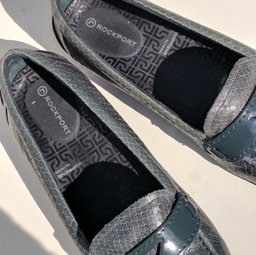 Rockport Blue Teal Snakeskin Patterned Loafers - Picture 5 of 8